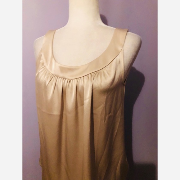 St. John Champagne Gold Sleeveless Gathered Blouse - Picture 4 of 7